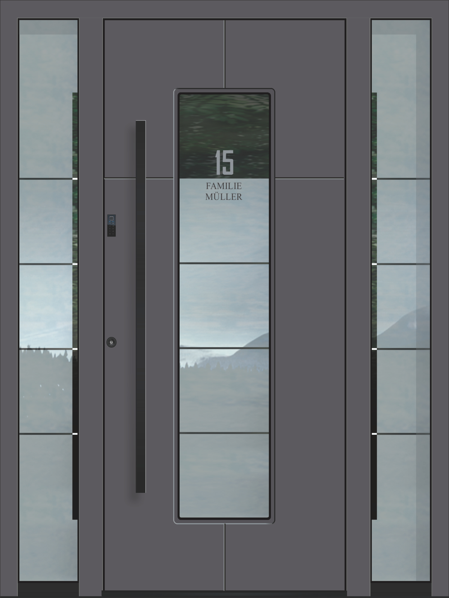 INOTHERM Haustür AK 508 Anthrazit mit Seitenteilen und inoSmart Fingerprint